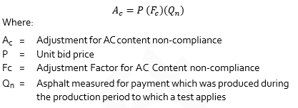 Adjustment for Asphalt Cement Formula