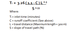 Inlet / Overland Flow Time (Airport Method) Formula