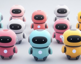 An AI generated image of colourful chatbots